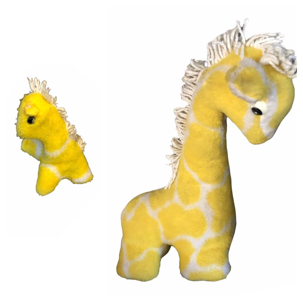 LOT Of 2 Eden vintage plush musical Rattle "bell Ball" giraffe stuffed‎ baby toy